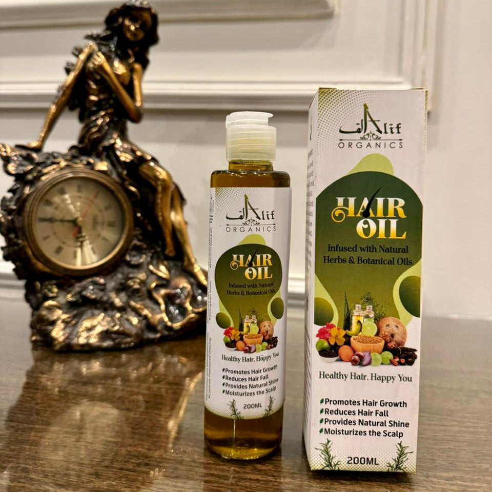 Alif Organics Natural Hair Oil 200ML | Herbal & Botanical Hair Oil with Amla, Reetha & Shikakai | Helps Reduce Hair Fall, Nourishes Scalp & Supports Healthy Hair Growth | For Men & Women
