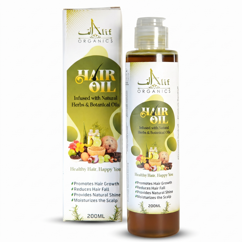 Alif Organics Natural Hair Oil 200ML | Herbal & Botanical Hair Oil with Amla, Reetha & Shikakai | Helps Reduce Hair Fall, Nourishes Scalp & Supports Healthy Hair Growth | For Men & Women